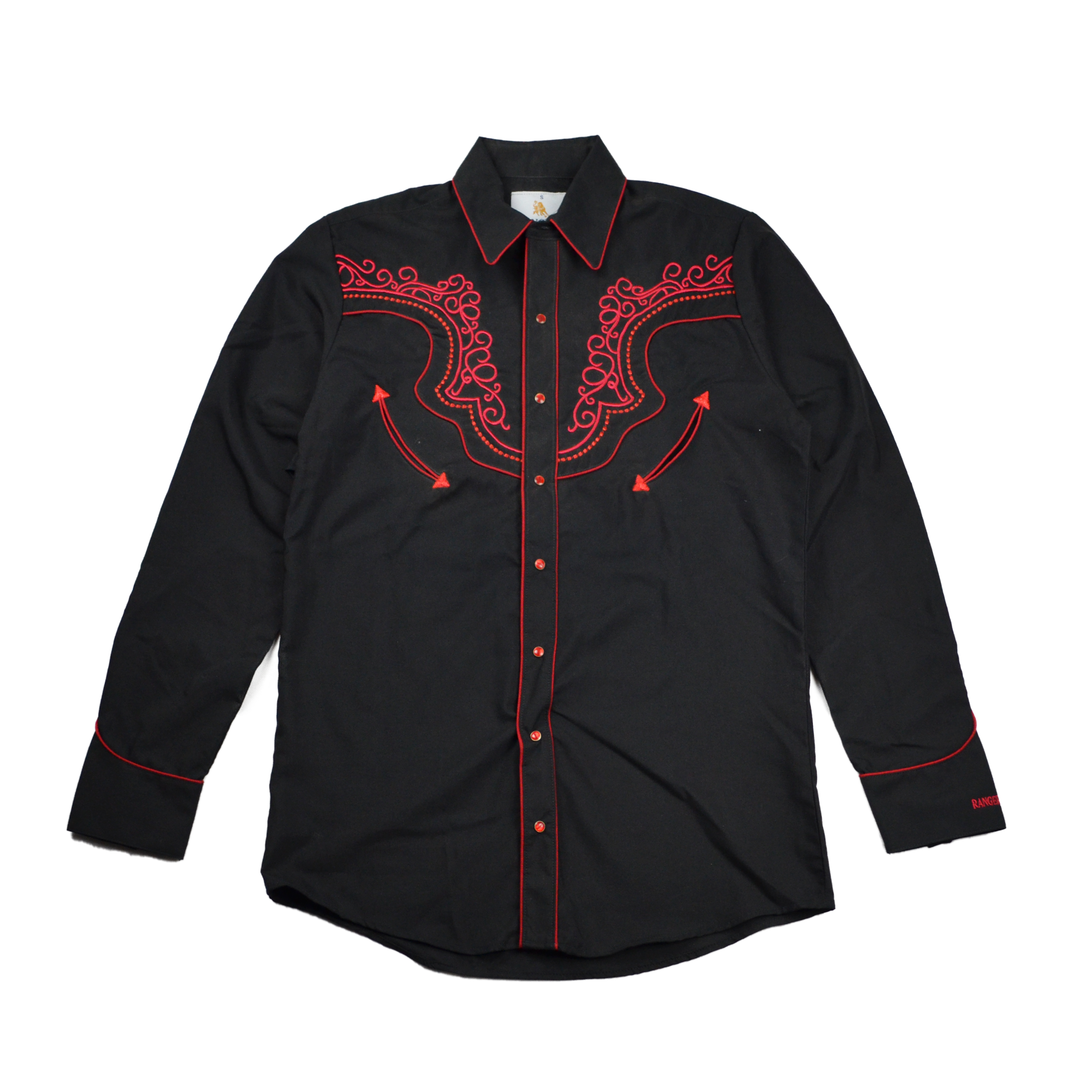 CAMISA CABALLERO RANGERS NEGRA Y ROJO