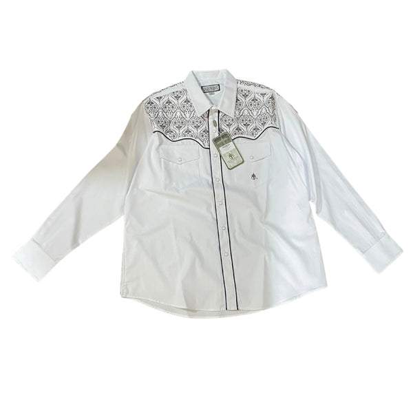 CAMISA CABALLERO OLD WEST BORDADO MINERO BLANCA