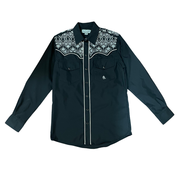 CAMISA CABALLERO OLD WEST BORDADO MINERO NEGRA