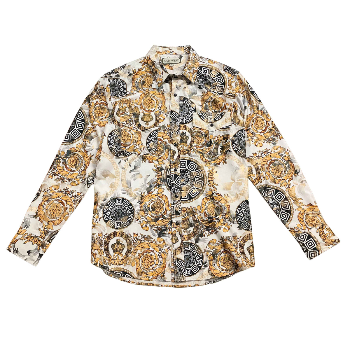 CAMISA CABALLERO OLD WEST ESTAMPADA BLANCO ORO