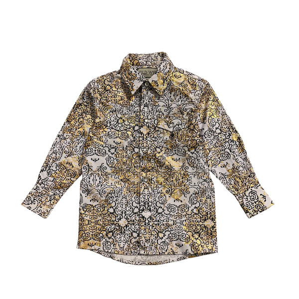 CAMISA NIÑO OLD WEST ESTAMPADA BLANCO ORO