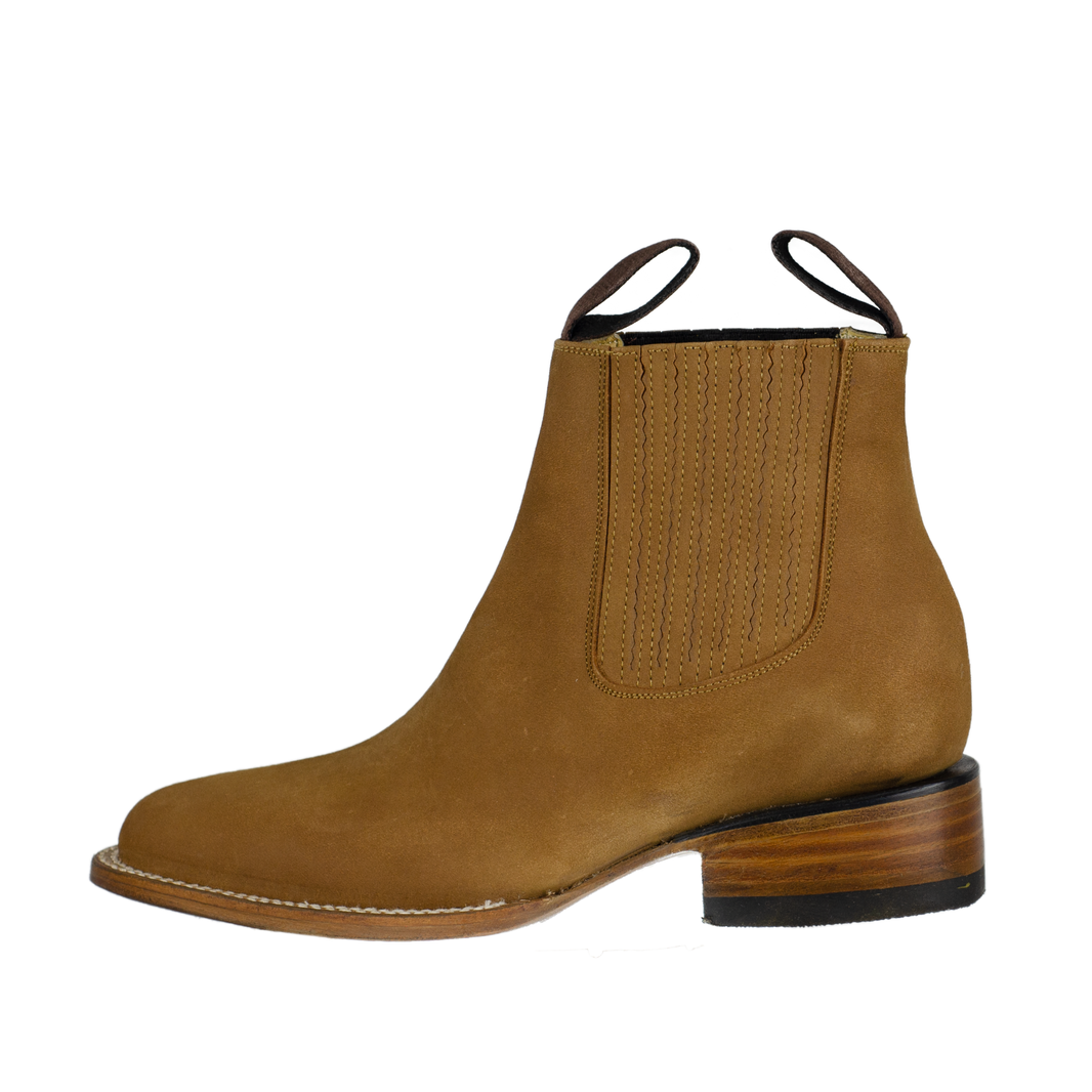 BOTIN CHARRO OVAL VAQUETA NOBUK AVELLANA