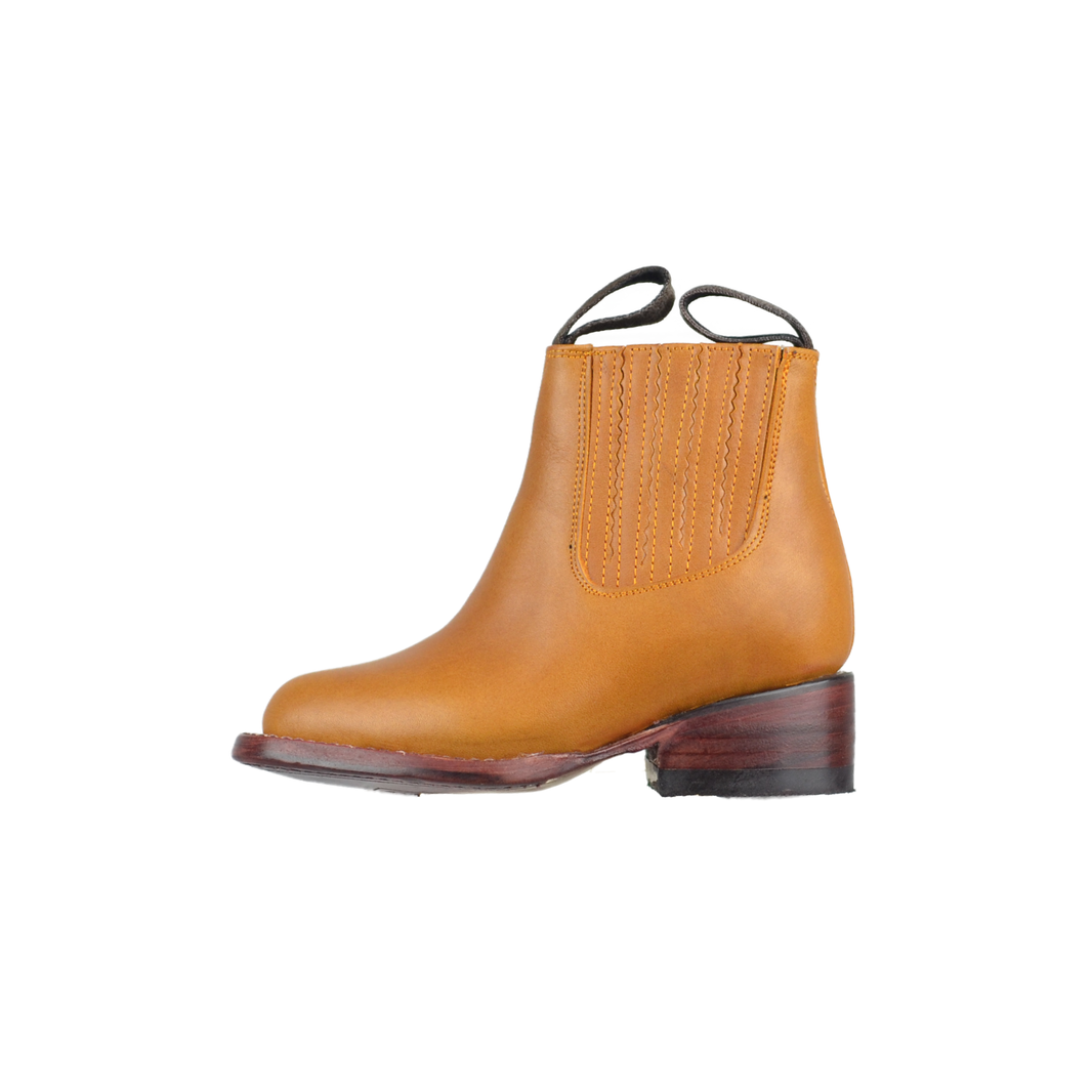 BOTIN NIÑO OVAL VAQUETA PIEL CARAMELO
