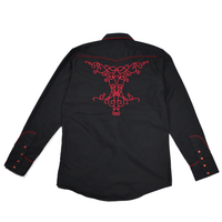 CAMISA CABALLERO RANGERS NEGRA Y ROJO