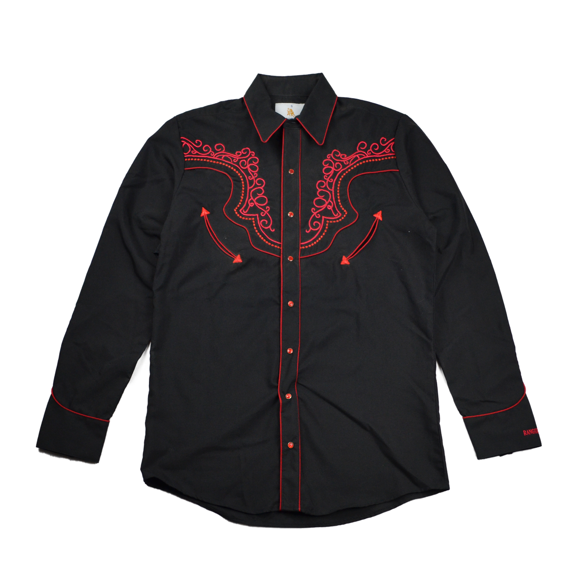 CAMISA CABALLERO RANGERS NEGRA Y ROJO